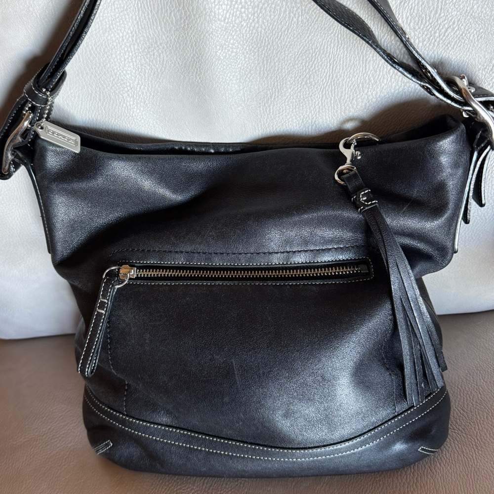 Coach Black Leather adjustable Shoulder Bag